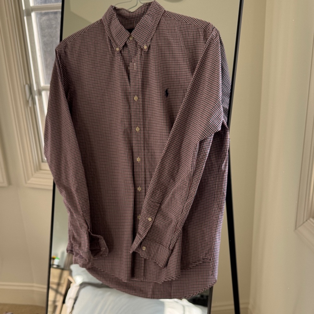 Ralph Lauren Men's Burgundy Checkered Shirt